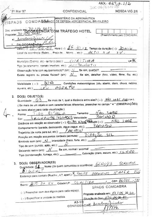 First page of BrazilianUFOFiles - BR_AN_BSB_ARX_624 BR_AN_BSB_ARX_624