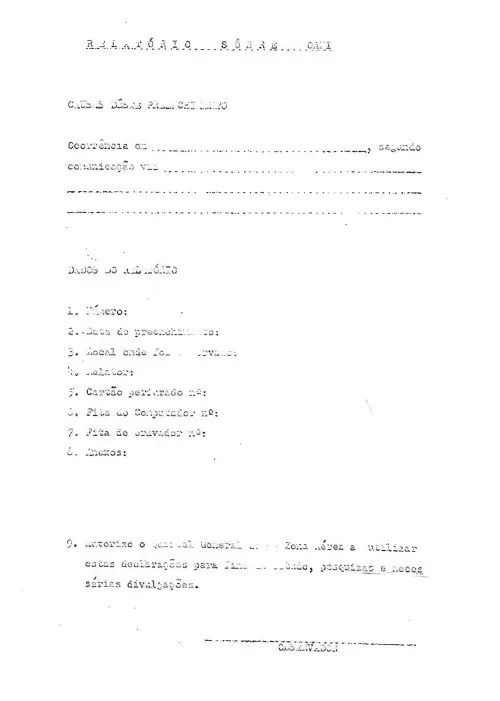First page of BrazilianUFOFiles - FORMULÁRIO Formulário Relatório sobre OANI