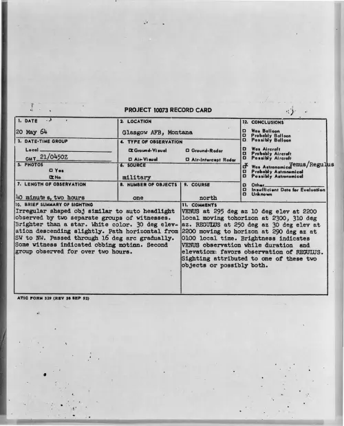 First page of 1964-05-8706941-GlasgowAFB-Montana