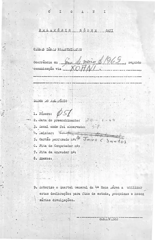 First page of BrazilianUFOFiles - CASO SIOANI 51 Caso SIOANI 051