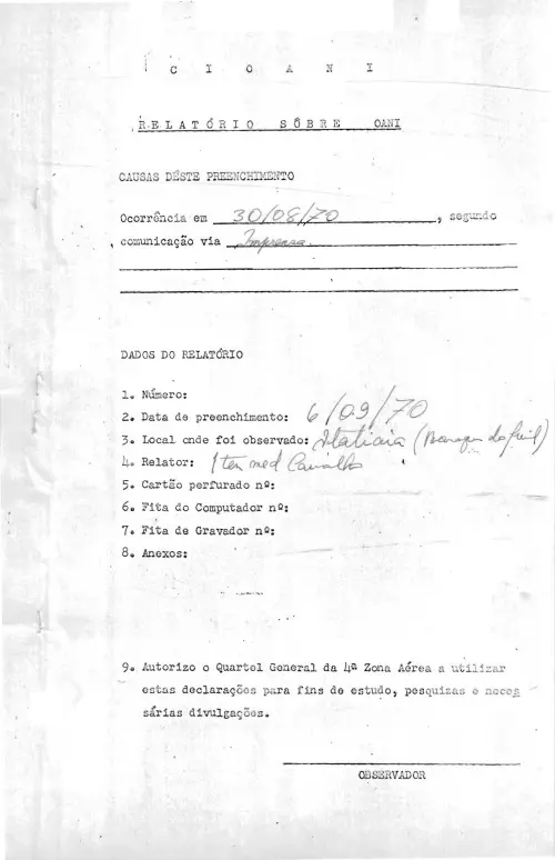 First page of BrazilianUFOFiles - CASO SIOANI SEM Nº - 005 70 Caso SIOANI Sem Nr 005 70