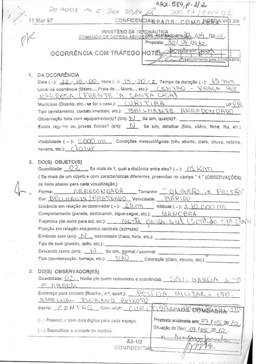 First page of BrazilianUFOFiles - BR_AN_BSB_ARX_584 BR_AN_BSB_ARX_584