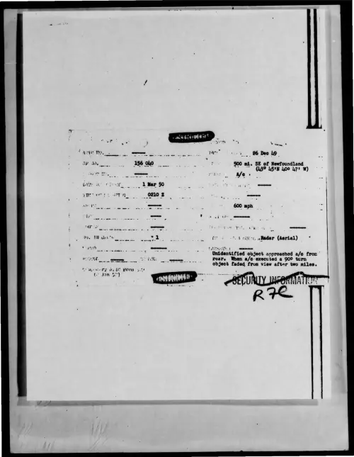 First page of 1949-12-9612863-500mi-SEofNewfoundland-43deg45N40deg47W-