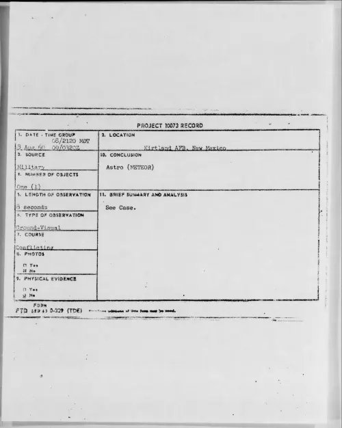 First page of 1960.08 - 6783115 - Kirtland AFB, New Mexico