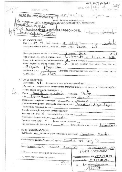 First page of BrazilianUFOFiles - BR_AN_BSB_ARX_620 BR_AN_BSB_ARX_620