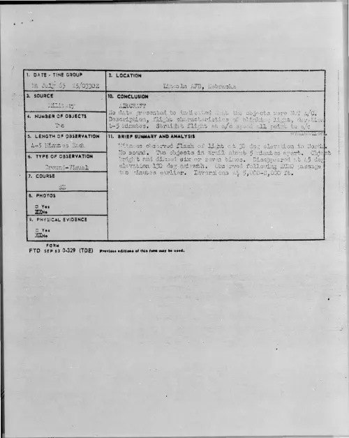 First page of 1965-07-7438282-LincolnAFB-Nebraska