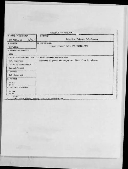 First page of 1949-04-6309690-CatalinaIsland-California