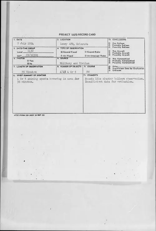 First page of 1954.07 - 8714636 - Lowry AFB, Colorado