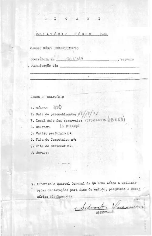First page of BrazilianUFOFiles - CASO SIOANI 90 Caso SIOANI 090