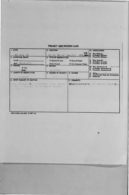 First page of 1962-07-8686157-10MiNWOfLangleyAFB-VA
