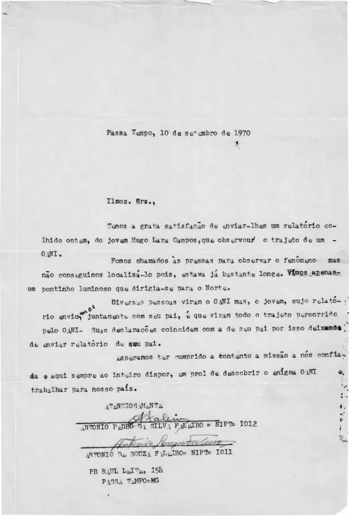 First page of BrazilianUFOFiles - CASO SIOANI SEM Nº - 006 70 - Preto e Branco Caso SIOANI Sem Nr 006 70
