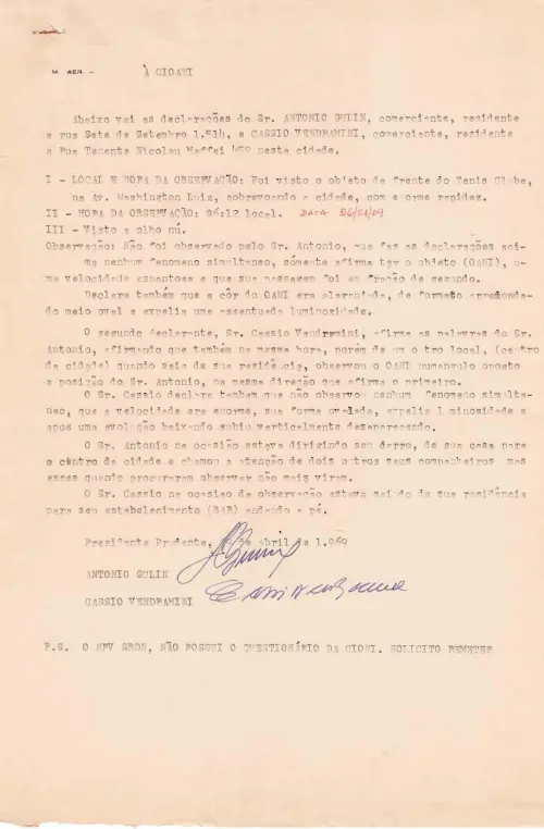 First page of BrazilianUFOFiles - CASO SIOANI 39 Colorido ORIGINAL Caso SIOANI 039 Colorido ORIGINAL