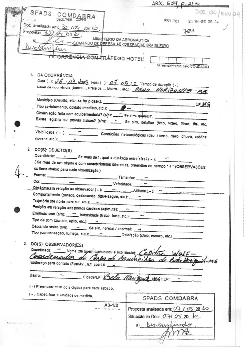 First page of BrazilianUFOFiles - BR_AN_BSB_ARX_634 BR_AN_BSB_ARX_634