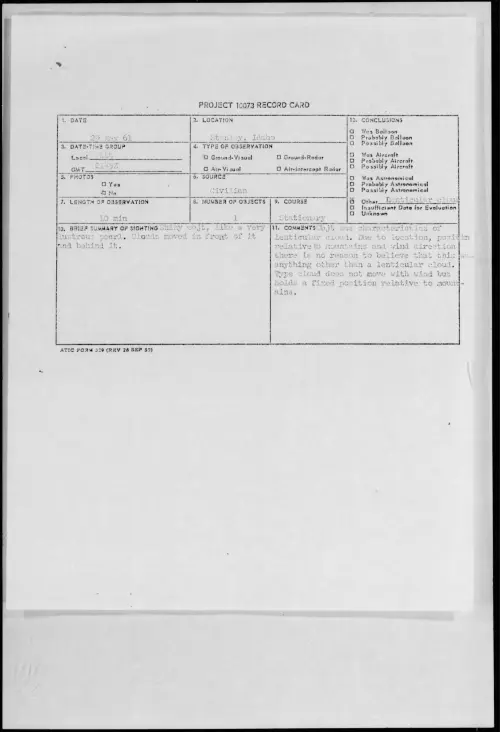 First page of 1961.05 - 8688067 - Stanley, Idaho