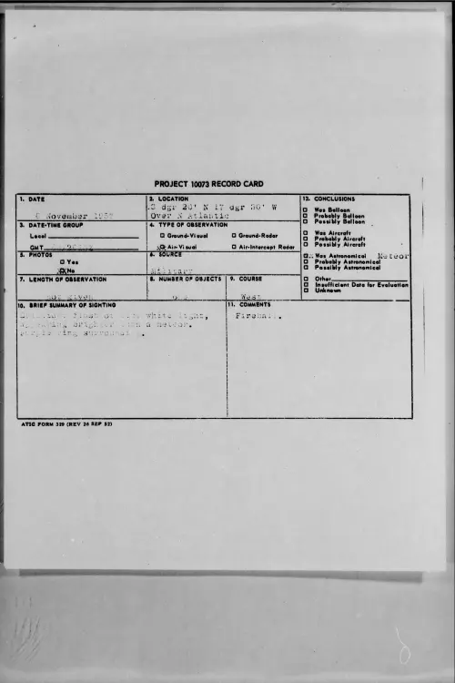First page of 1957.11 - 6779355 - 3 Dgr 20' N 17 Dgr 30' W Over N Atlantic