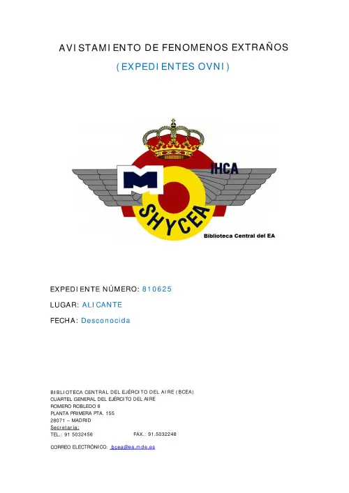 First page of SpanishUFOFiles - 1981-06-25_avistamiento_en_alicante