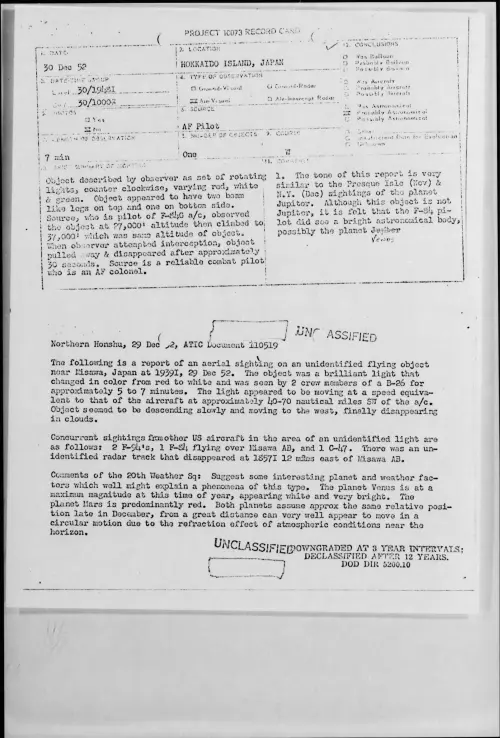 First page of 1952.12 - 9542598 - HOKKAIDO ISLAND, JAPAN