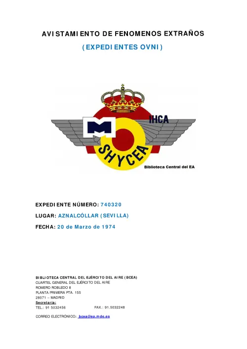 First page of SpanishUFOFiles - 1974-03-20_avistamiento_en_aznalcollar_(sevilla)