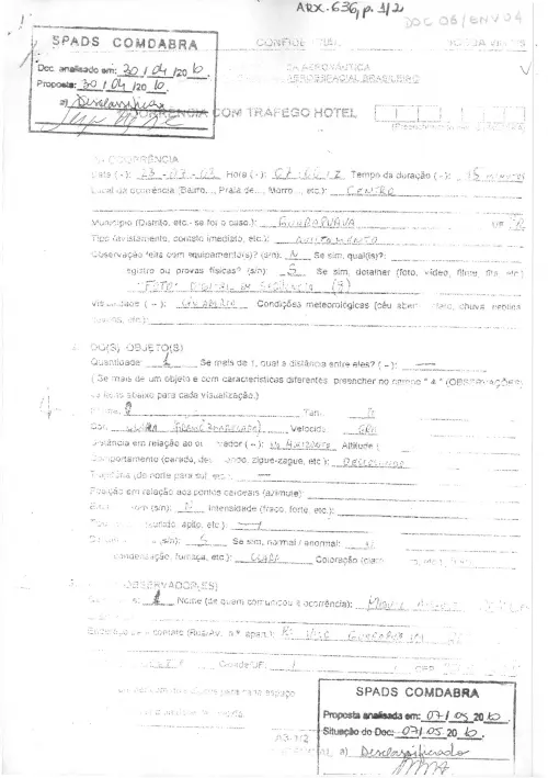 First page of BrazilianUFOFiles - BR_AN_BSB_ARX_636 BR_AN_BSB_ARX_636