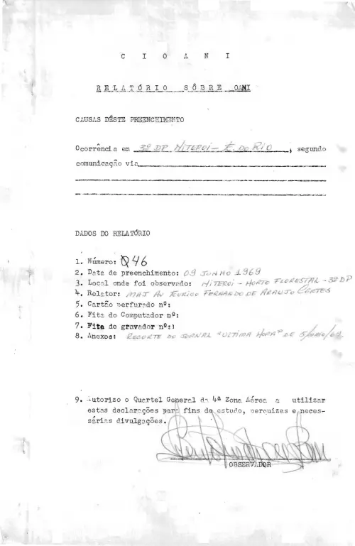 First page of BrazilianUFOFiles - CASO SIOANI 46 Caso SIOANI 046