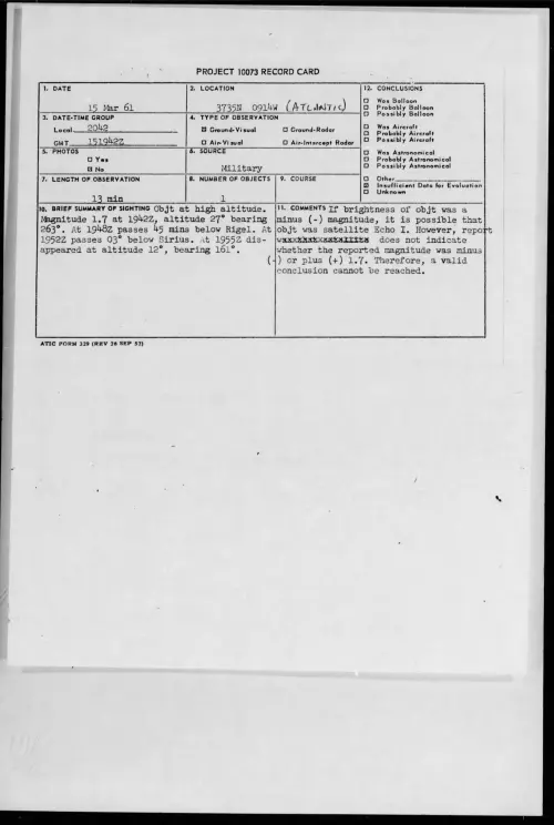 First page of 1961.03 - 8672255 - 3735N 0914W (ATLANTIC)