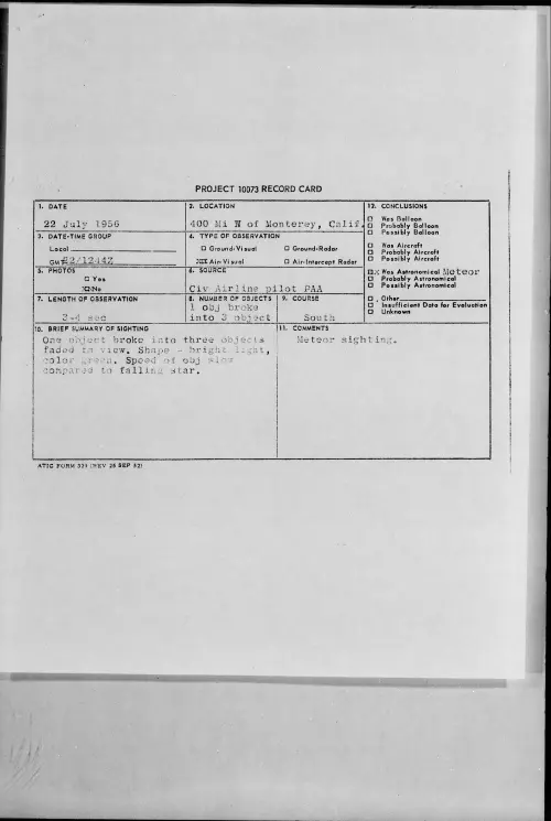First page of 1956.07 - 6787359 - 400 Mi W of Monterey, Calif