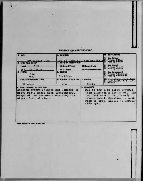 First page of 1958.08 - 8865706 - SE of Deering, New Hampshire