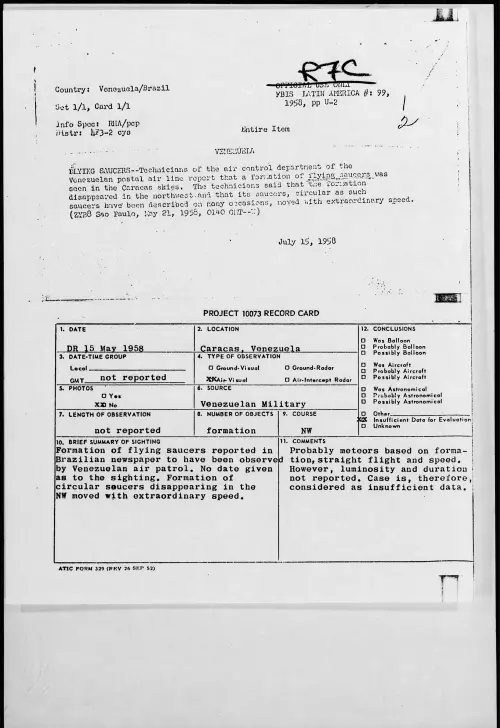First page of 1958.05 - 7227909 - Caracas, Venezuela