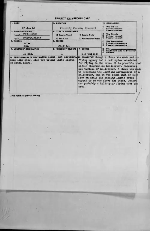 First page of 1961.01 - 8630169 - Vicinity Weston, Missouri