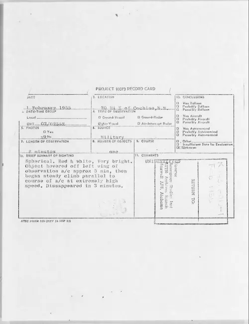 First page of 1955.02 - 6967352 - 20 Mi E Of Cochise, N.M