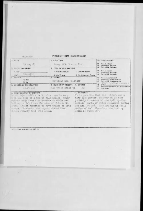 First page of 1960.09 - 8228136 - Ramey AFB, Puerto Rico