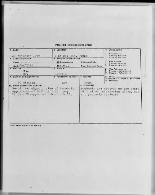 First page of 1957.11 - 6962355 - W of Del Rio, Texas
