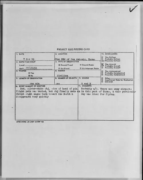 First page of 1959.11 - 6964545 - 8 Mi NNW Of San Antonio, Texas