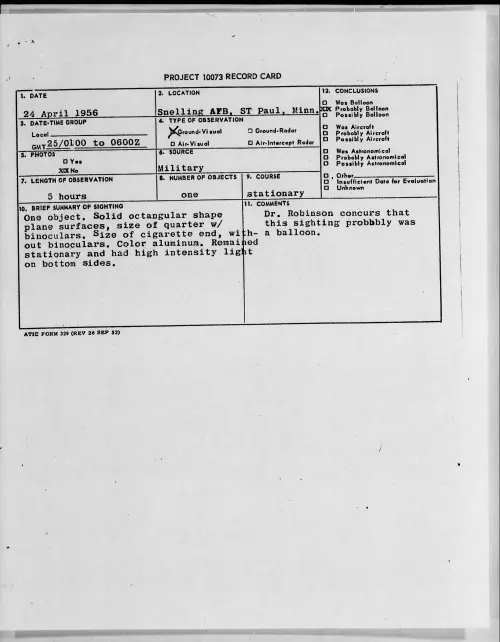 First page of 1956.04 - 6785630 - Snelling AFB, St Paul, Minn