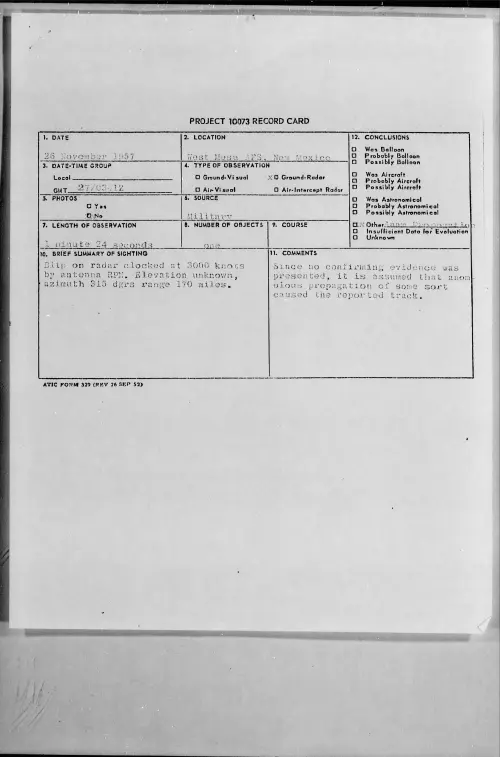 First page of 1957.11 - 6964142 - West Mesa AFS, New Mexico