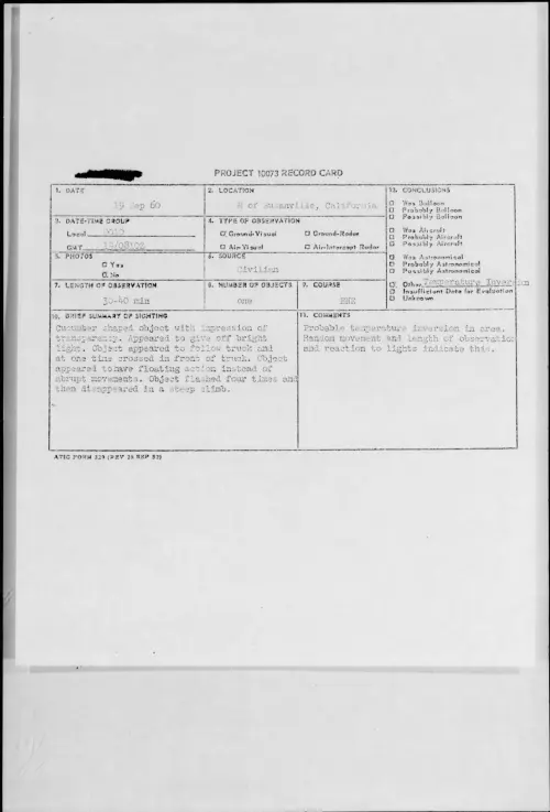 First page of 1960.09 - 8229795 - N of Susanville, California
