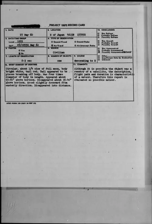 First page of 1960.05 - 7812770 - E of Japan 4215N 15725E